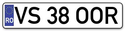 Placuta inmatriculare numar auto  VS-38-OOR, VS 38 OOR, VS38OOR