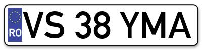 Placuta inmatriculare numar auto  VS-38-YMA, VS 38 YMA, VS38YMA