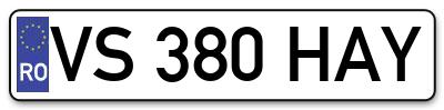 Placuta inmatriculare numar auto  VS-380-HAY, VS 380 HAY, VS380HAY