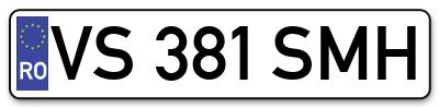 Placuta inmatriculare numar auto  VS-381-SMH, VS 381 SMH, VS381SMH