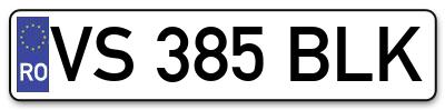 Placuta inmatriculare numar auto  VS-385-BLK, VS 385 BLK, VS385BLK
