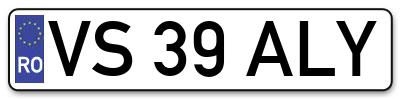 Placuta inmatriculare numar auto  VS-39-ALY, VS 39 ALY, VS39ALY