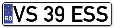 Placuta inmatriculare numar auto  VS-39-ESS, VS 39 ESS, VS39ESS
