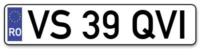 Placuta inmatriculare numar auto  VS-39-QVI, VS 39 QVI, VS39QVI