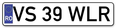 Placuta inmatriculare numar auto  VS-39-WLR, VS 39 WLR, VS39WLR