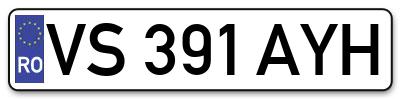 Placuta inmatriculare numar auto  VS-391-AYH, VS 391 AYH, VS391AYH