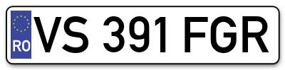 Placuta inmatriculare numar auto  VS-391-FGR, VS 391 FGR, VS391FGR