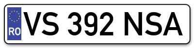 Placuta inmatriculare numar auto  VS-392-NSA, VS 392 NSA, VS392NSA