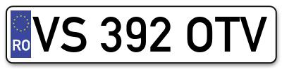 Placuta inmatriculare numar auto  VS-392-OTV, VS 392 OTV, VS392OTV