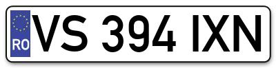 Placuta inmatriculare numar auto  VS-394-IXN, VS 394 IXN, VS394IXN