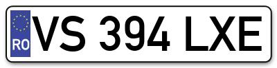 Placuta inmatriculare numar auto  VS-394-LXE, VS 394 LXE, VS394LXE