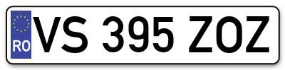 Placuta inmatriculare numar auto  VS-395-ZOZ, VS 395 ZOZ, VS395ZOZ