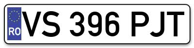 Placuta inmatriculare numar auto  VS-396-PJT, VS 396 PJT, VS396PJT