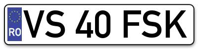 Placuta inmatriculare numar auto  VS-40-FSK, VS 40 FSK, VS40FSK