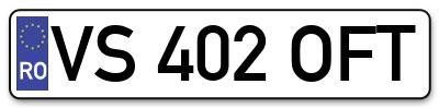 Placuta inmatriculare numar auto  VS-402-OFT, VS 402 OFT, VS402OFT