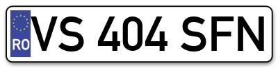 Placuta inmatriculare numar auto  VS-404-SFN, VS 404 SFN, VS404SFN