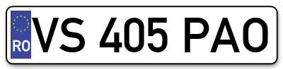 Placuta inmatriculare numar auto  VS-405-PAO, VS 405 PAO, VS405PAO