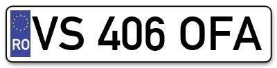 Placuta inmatriculare numar auto  VS-406-OFA, VS 406 OFA, VS406OFA