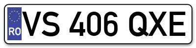 Placuta inmatriculare numar auto  VS-406-QXE, VS 406 QXE, VS406QXE