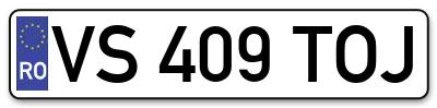 Placuta inmatriculare numar auto  VS-409-TOJ, VS 409 TOJ, VS409TOJ