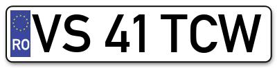 Placuta inmatriculare numar auto  VS-41-TCW, VS 41 TCW, VS41TCW
