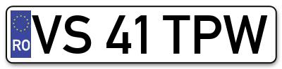 Placuta inmatriculare numar auto  VS-41-TPW, VS 41 TPW, VS41TPW