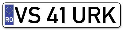 Placuta inmatriculare numar auto  VS-41-URK, VS 41 URK, VS41URK