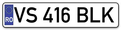 Placuta inmatriculare numar auto  VS-416-BLK, VS 416 BLK, VS416BLK