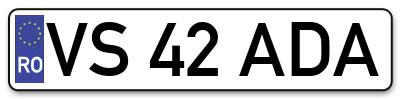 Placuta inmatriculare numar auto  VS-42-ADA, VS 42 ADA, VS42ADA