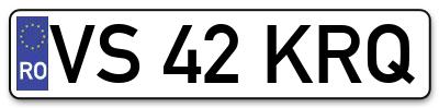 Placuta inmatriculare numar auto  VS-42-KRQ, VS 42 KRQ, VS42KRQ