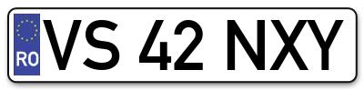 Placuta inmatriculare numar auto  VS-42-NXY, VS 42 NXY, VS42NXY