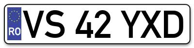 Placuta inmatriculare numar auto  VS-42-YXD, VS 42 YXD, VS42YXD