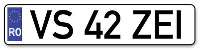Placuta inmatriculare numar auto  VS-42-ZEI, VS 42 ZEI, VS42ZEI