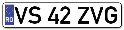 Placuta inmatriculare numar auto  VS-42-ZVG, VS 42 ZVG, VS42ZVG