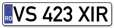 Placuta inmatriculare numar auto  VS-423-XIR, VS 423 XIR, VS423XIR