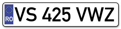 Placuta inmatriculare numar auto  VS-425-VWZ, VS 425 VWZ, VS425VWZ