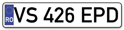 Placuta inmatriculare numar auto  VS-426-EPD, VS 426 EPD, VS426EPD