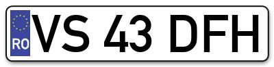Placuta inmatriculare numar auto  VS-43-DFH, VS 43 DFH, VS43DFH