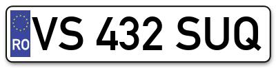 Placuta inmatriculare numar auto  VS-432-SUQ, VS 432 SUQ, VS432SUQ