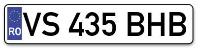 Placuta inmatriculare numar auto  VS-435-BHB, VS 435 BHB, VS435BHB
