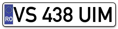 Placuta inmatriculare numar auto  VS-438-UIM, VS 438 UIM, VS438UIM