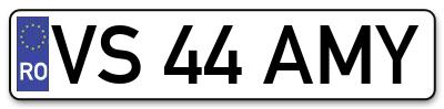 Placuta inmatriculare numar auto  VS-44-AMY, VS 44 AMY, VS44AMY