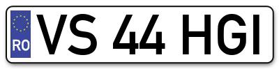Placuta inmatriculare numar auto  VS-44-HGI, VS 44 HGI, VS44HGI