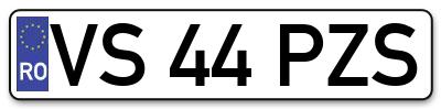 Placuta inmatriculare numar auto  VS-44-PZS, VS 44 PZS, VS44PZS