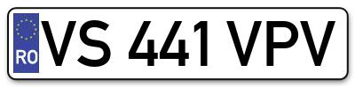 Placuta inmatriculare numar auto  VS-441-VPV, VS 441 VPV, VS441VPV