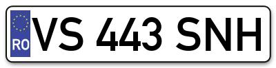 Placuta inmatriculare numar auto  VS-443-SNH, VS 443 SNH, VS443SNH