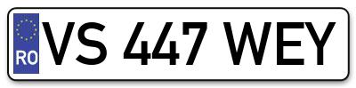 Placuta inmatriculare numar auto  VS-447-WEY, VS 447 WEY, VS447WEY