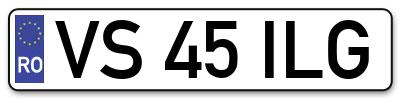 Placuta inmatriculare numar auto  VS-45-ILG, VS 45 ILG, VS45ILG