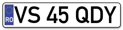 Placuta inmatriculare numar auto  VS-45-QDY, VS 45 QDY, VS45QDY