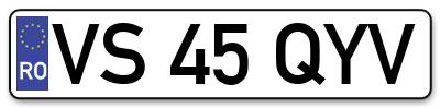 Placuta inmatriculare numar auto  VS-45-QYV, VS 45 QYV, VS45QYV